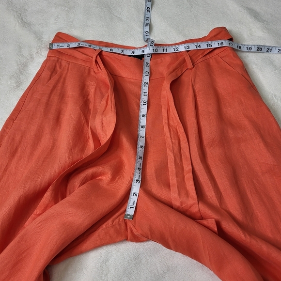 Banana Republic Meridian Linen Pant. Size 14 Petite. Coral Sunset - Picture 11 of 16
